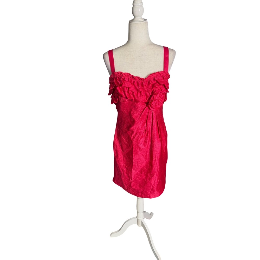 Alexia Admor Pink Ruffle Rosette Cocktail Dress NWT Size Small Made in USA